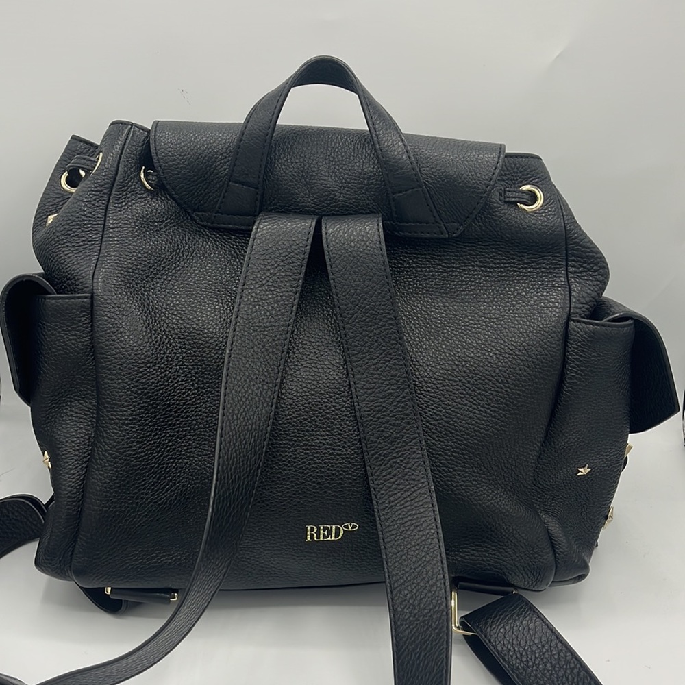 VALENTINO RED Leather Star Studded Backpack- 12.5”H X 12W X 6.5W. Made In Italy - Picture 3 of 17